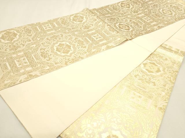 平和屋本店▼六通柄　本袋帯　更紗花文　純金箔24ｋ　正絹　逸品　DABK5699sf