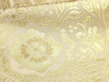 平和屋本店▼六通柄　本袋帯　更紗花文　純金箔24ｋ　正絹　逸品　DABK5699sf