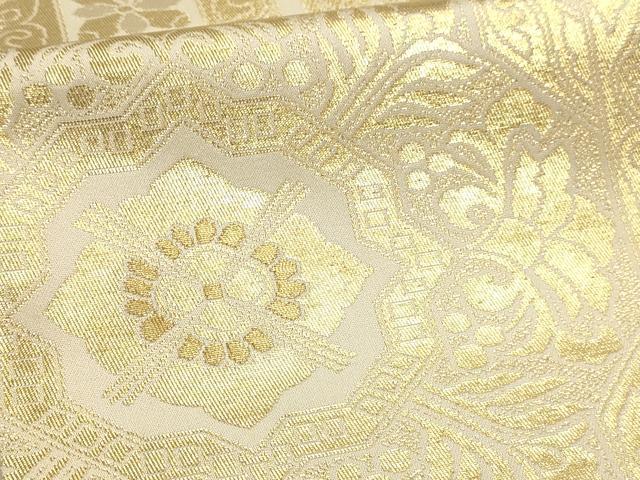 平和屋本店▼六通柄　本袋帯　更紗花文　純金箔24ｋ　正絹　逸品　DABK5699sf