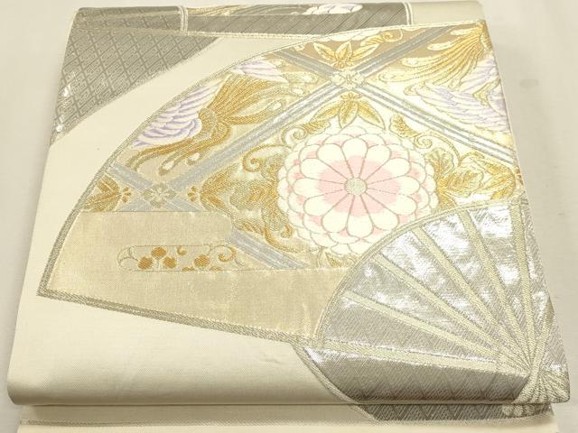 平和屋本店▼六通柄袋帯　唐織　こうさい錦　孔雀花文　純金プラチナ二重箔　正絹　逸品　DABK5704sf