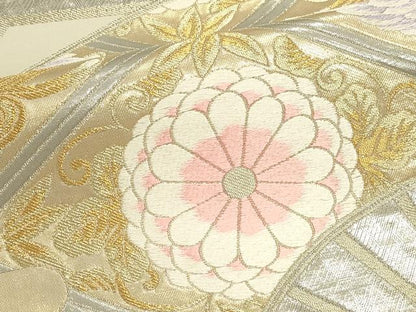 平和屋本店▼六通柄袋帯　唐織　こうさい錦　孔雀花文　純金プラチナ二重箔　正絹　逸品　DABK5704sf