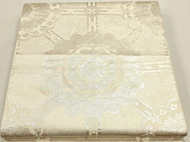 平和屋着物◎六通柄袋帯　正倉院花文　銀糸　正絹　逸品　DABK5713sf