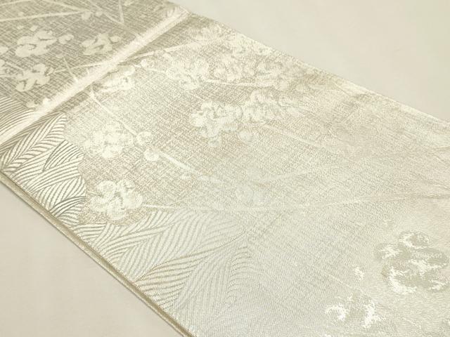 平和屋着物◎六通柄袋帯　本佐賀錦　枝梅　銀糸　正絹　逸品　DABK5726sf