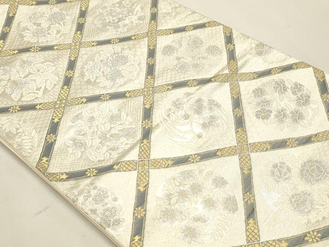 平和屋着物◎六通柄袋帯　唐織　天井草花文　金糸　正絹　逸品　DABK5737sf