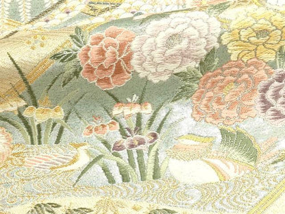 平和屋本店▼六通柄袋帯　唐織　菱取蒔絵文　本金二重織　正絹　逸品　DABK5751sf