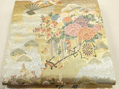 平和屋本店▼六通柄袋帯　唐織　花車鳳凰文　本金　正絹　逸品　DABK5753sf