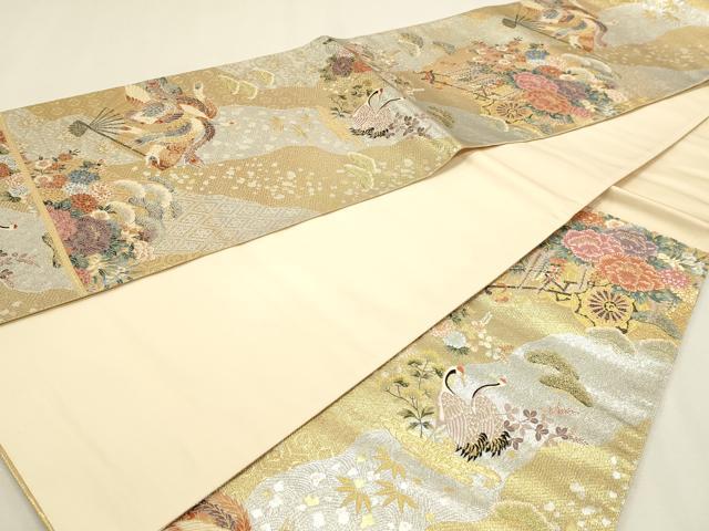 平和屋本店▼六通柄袋帯　唐織　花車鳳凰文　本金　正絹　逸品　DABK5753sf