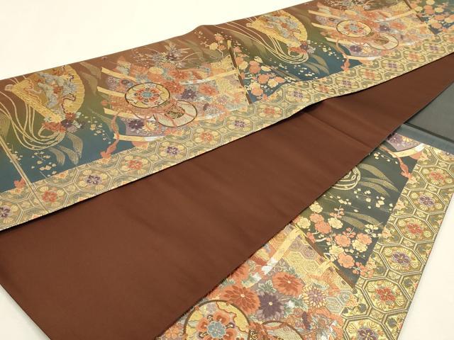 平和屋本店▼六通柄袋帯　九百錦　唐織　几帳献上文　本金箔　正絹　逸品　DABK5759sf
