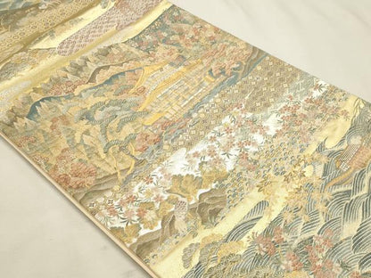 平和屋本店▼六通柄袋帯　京洛絡巴錦　本金箔　正絹　逸品　DABK5764sf