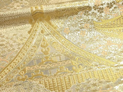 平和屋本店▼西陣　服部織物謹製　六通柄袋帯　京名所文様　本金箔24Ｋ　正絹　逸品　DABK5765sf