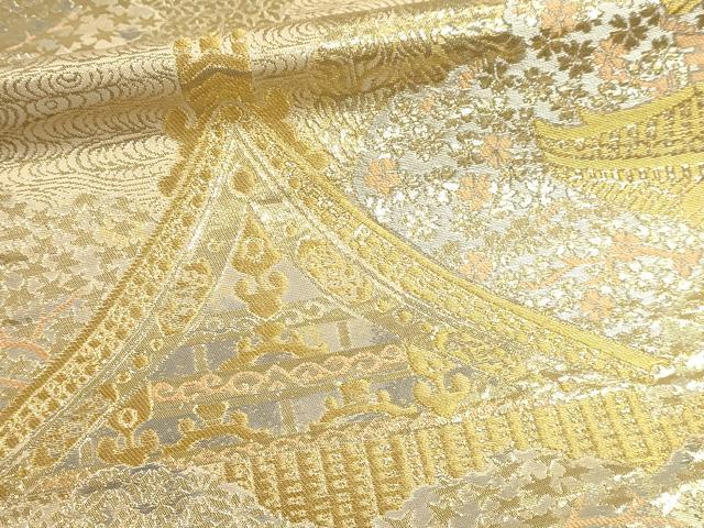 平和屋本店▼西陣　服部織物謹製　六通柄袋帯　京名所文様　本金箔24Ｋ　正絹　逸品　DABK5765sf