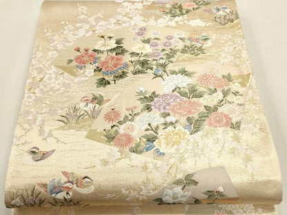 平和屋本店▼六通柄袋帯　唐織　九百織　華衣　本金弐重箔　正絹　逸品　DABK5780sf
