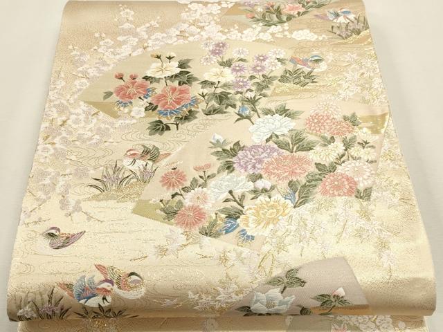 平和屋本店▼六通柄袋帯　唐織　九百織　華衣　本金弐重箔　正絹　逸品　DABK5780sf