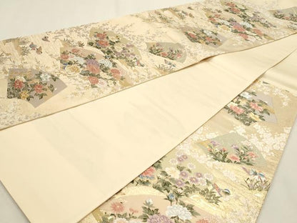 平和屋本店▼六通柄袋帯　唐織　九百織　華衣　本金弐重箔　正絹　逸品　DABK5780sf