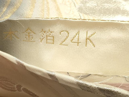 平和屋本店▼両面　六通柄袋帯　唐織　扇面琴桂紋　本金箔24Ｋ　正絹　逸品　DABK5790sf