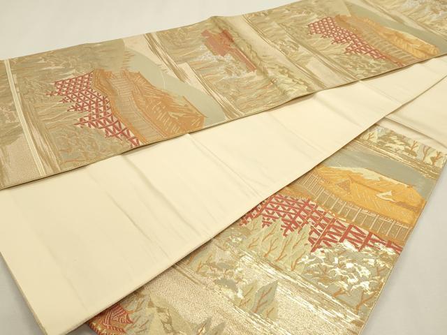 平和屋本店▼六通柄袋帯　清水寺　本金箔二重引錦　正絹　逸品　DABK5793sf