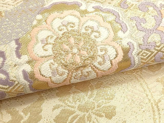 平和屋本店▼六通柄袋帯　正倉院花唐草文　本金箔錦　二重織　正絹　逸品　DABK5860sf