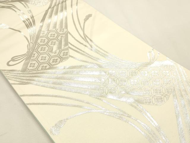 平和屋本店▼両面　六通柄袋帯　唐織　孔雀花文　本金箔24ｋ　正絹　逸品　DABK5871sf