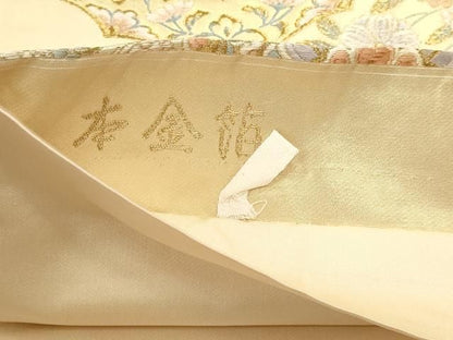 平和屋本店▼六通柄袋帯　唐織　正倉院花文　本金箔　正絹　逸品　DABK5895sf