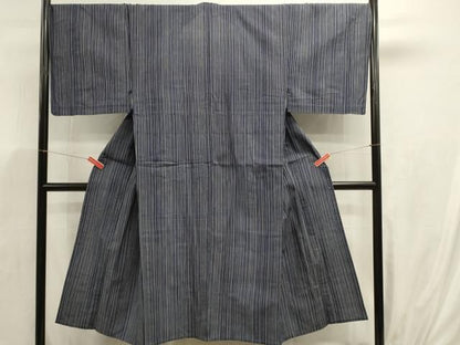 平和屋着物∴夏物　浴衣　手縫い　縞　綿　逸品　DABK5902sf
