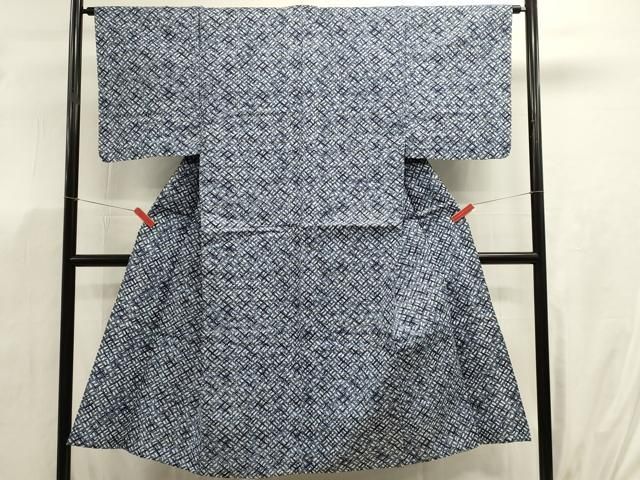 平和屋着物∴夏物　男性　浴衣　注染　格子　綿　逸品　DABK5904sf