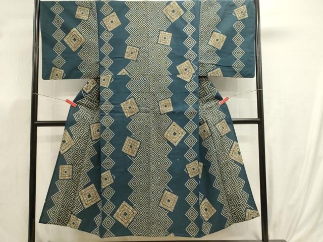 平和屋着物∴夏物　男性　浴衣　菱間道　手縫い　綿　逸品　DABK5905sf