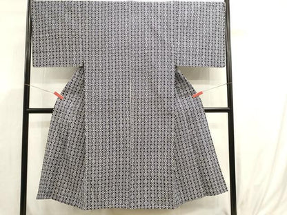 平和屋着物∴夏物　男性　浴衣　注染　手縫い　間道　綿　逸品　DABK5906sf
