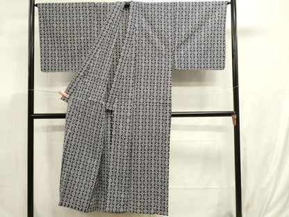 平和屋着物∴夏物　男性　浴衣　注染　手縫い　間道　綿　逸品　DABK5906sf