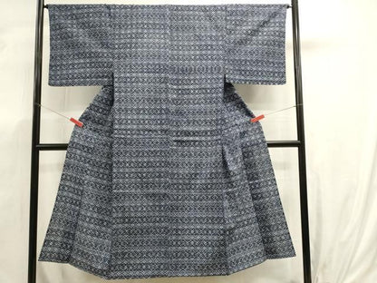 平和屋着物∴夏物　男性　浴衣　注染　手縫い　菱間道　綿　逸品　DABK5912sf