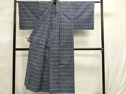 平和屋着物∴夏物　男性　浴衣　注染　手縫い　菱間道　綿　逸品　DABK5912sf