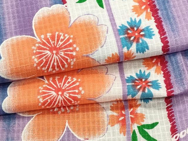 平和屋着物∴夏物　浴衣　矢羽根花文　綿紅梅　逸品　DABK5915sf