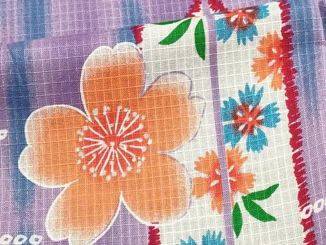 平和屋着物∴夏物　浴衣　矢羽根花文　綿紅梅　逸品　DABK5915sf