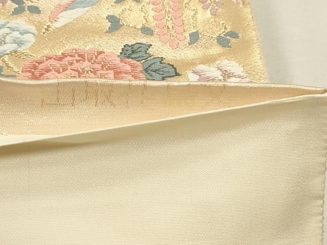 平和屋本店▼六通柄袋帯　唐織　山取花鳥文　本金二重箔　正絹　逸品　DABK5948sf