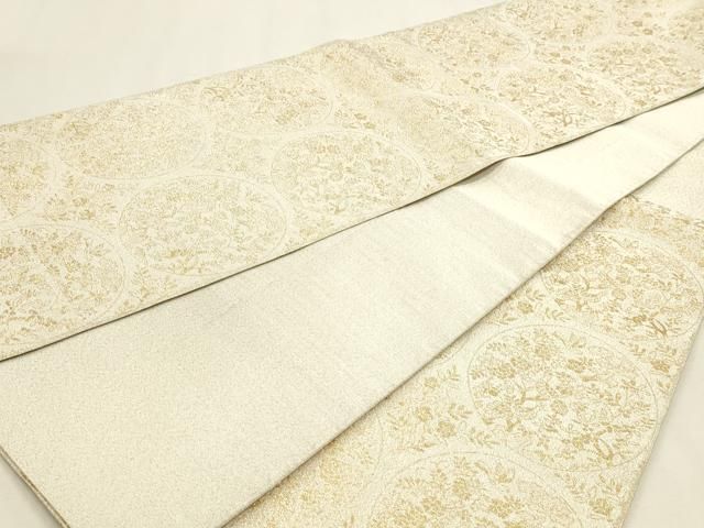 平和屋本店▼六通柄袋帯　つづれ　草花丸文　弐拾四金箔　正絹　逸品　DABK5963sf
