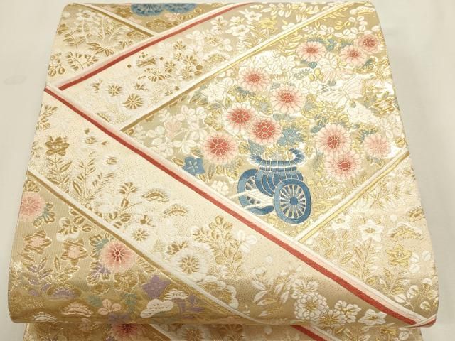 平和屋本店▼六通柄袋帯　九百錦　王朝華文　本金箔　正絹　逸品　DABK5965sf