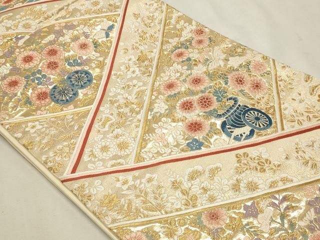 平和屋本店▼六通柄袋帯　九百錦　王朝華文　本金箔　正絹　逸品　DABK5965sf