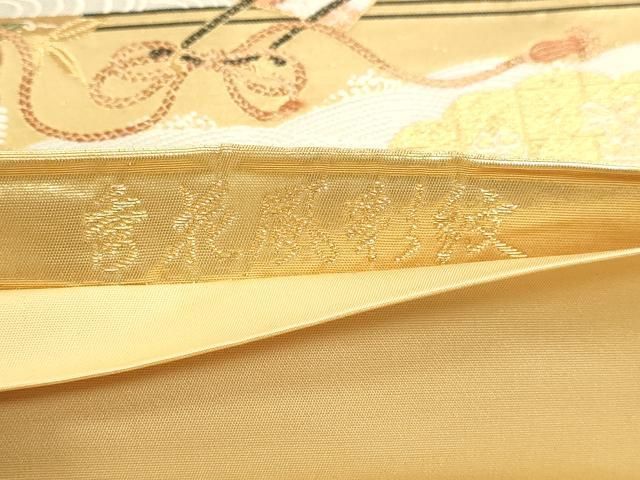 平和屋本店▼六通柄袋帯　唐織　秀花風彩紋　本金糸　正絹　逸品　DABK5972sf
