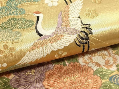 平和屋本店▼六通柄袋帯　唐織　秀花風彩紋　本金糸　正絹　逸品　DABK5972sf