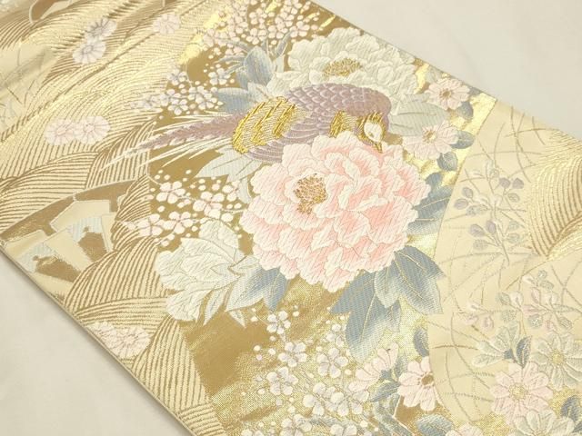 平和屋本店▼六通柄帯　唐織　京どんす　二重箔　金箔純金箔24ｋ　正絹　逸品　DABK5991sf