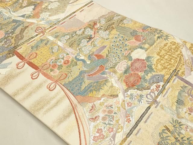 平和屋本店▼六通柄袋帯　桃山几帳競　本金箔　正絹　逸品　DABK5994sf
