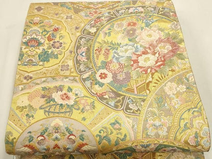 平和屋本店▼六通柄袋帯　唐織　富貴鏡裏端鳳文　本金上品箔　正絹　逸品　DABK5995sf