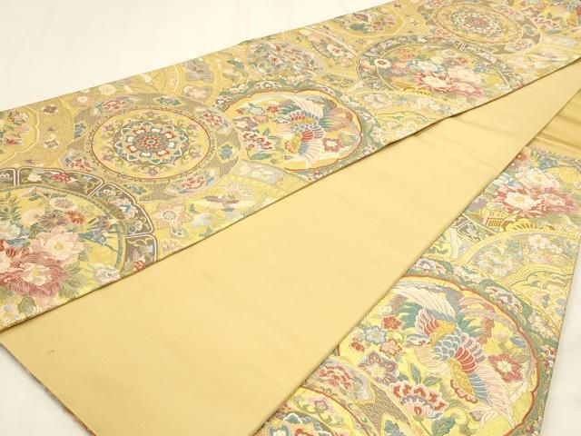平和屋本店▼六通柄袋帯　唐織　富貴鏡裏端鳳文　本金上品箔　正絹　逸品　DABK5995sf