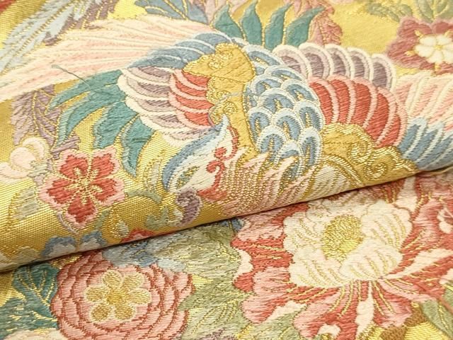 平和屋本店▼六通柄袋帯　唐織　富貴鏡裏端鳳文　本金上品箔　正絹　逸品　DABK5995sf