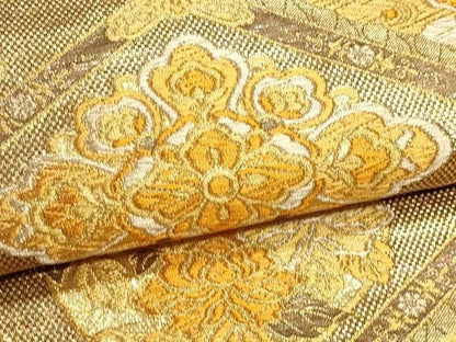 平和屋本店▼六通柄袋帯　花菱文　本金箔　正絹　逸品　DABK5996sf
