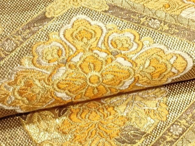 平和屋本店▼六通柄袋帯　花菱文　本金箔　正絹　逸品　DABK5996sf