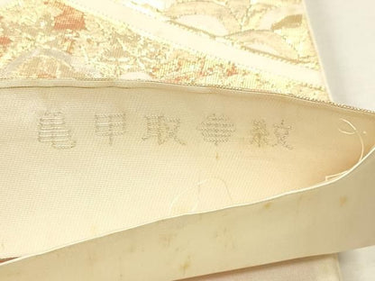 平和屋本店▼六通柄袋帯　亀甲取華紋　プラチナ箔　24ｋ本金箔　正絹　逸品　DABK5999sf