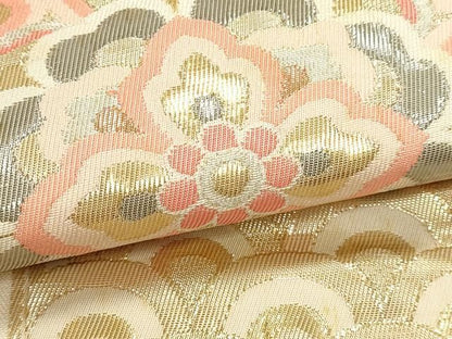 平和屋本店▼六通柄袋帯　亀甲取華紋　プラチナ箔　24ｋ本金箔　正絹　逸品　DABK5999sf