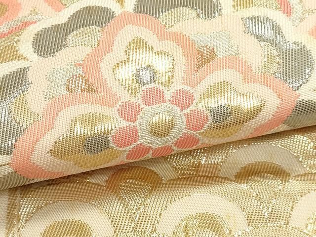 平和屋本店▼六通柄袋帯　亀甲取華紋　プラチナ箔　24ｋ本金箔　正絹　逸品　DABK5999sf