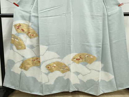 平和屋着物■豪華色留袖　駒刺繍　絞り　地紙花文　松竹梅　金彩　正絹　逸品　DABK6003qa