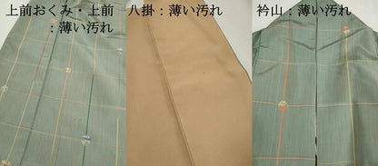 平和屋着物■上質な紬　格子花文　正絹　逸品　DABK6008qa